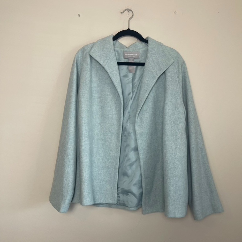 Liz Claiborne Cashmere‎ Wool Blend Blazer Jacket Minimalist Chic Career Tailored